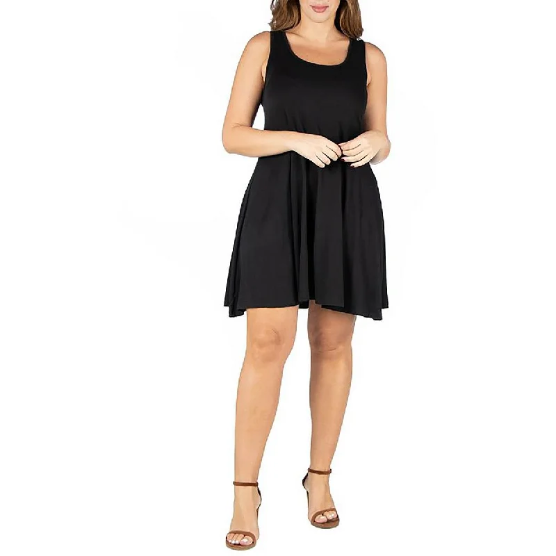 24seven Comfort Apparel Womens Plus Sleeveless Knee-Length Mini Dress Stylish Spaghetti Strap Mini Dress 24seven Comfort Apparel Womens Plus Sleeveless Knee-Length Mini Dress Stylish Spaghetti Strap Mini Dress