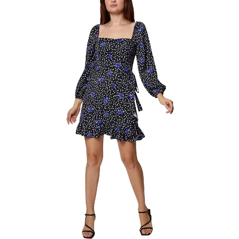 BCBGeneration Womens Floral Square Neck Mini Dress Comfortable Off-Shoulder Mini Dress BCBGeneration Womens Floral Square Neck Mini Dress Comfortable Off-Shoulder Mini Dress