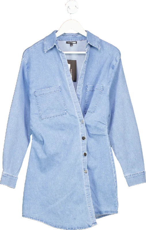 Fashion Nova Medium Blue Get With The Program Denim Mini Dress UK S Trendy Button-Detail Mini Dress Fashion Nova Medium Blue Get With The Program Denim Mini Dress UK S Trendy Button-Detail Mini Dress