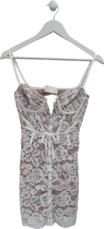 For Love & Lemons White Lace Mini Dress With Button Detail UK S Classic Shift Mini Dress For Love & Lemons White Lace Mini Dress With Button Detail UK S Classic Shift Mini Dress