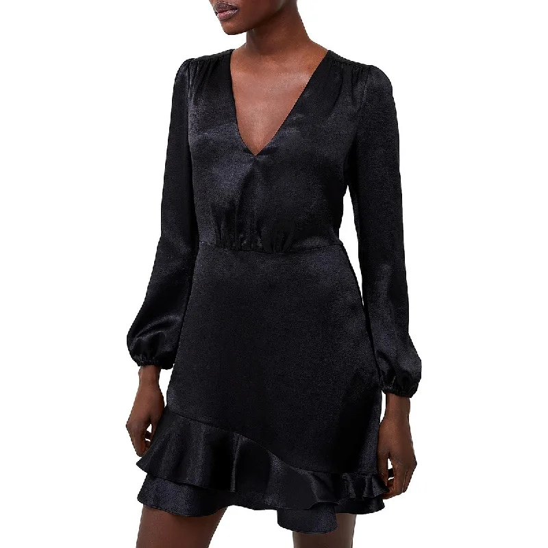 French Connection Womens Denney Satin Short Mini Dress Comfortable Fit-and-Flare Mini Dress French Connection Womens Denney Satin Short Mini Dress Comfortable Fit-and-Flare Mini Dress
