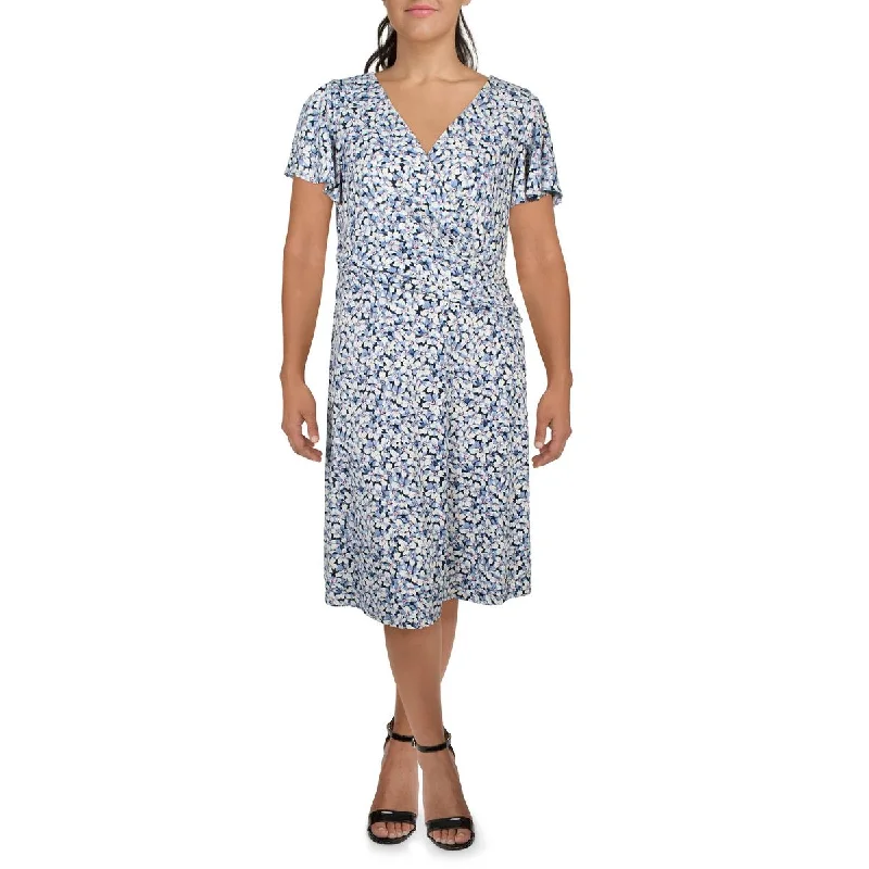 Lauren Ralph Lauren Womens Gathered Knee Length Mini Dress Fashionable Party Mini Dress Lauren Ralph Lauren Womens Gathered Knee Length Mini Dress Fashionable Party Mini Dress