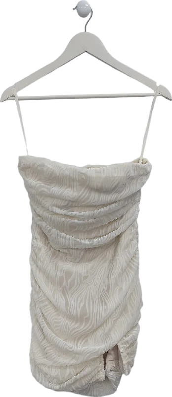 PrettyLittleThing Cream Mesh And Velvet Patterned Ruched Mini Dress UK 8 Elegant Tulle Mini Dress PrettyLittleThing Cream Mesh And Velvet Patterned Ruched Mini Dress UK 8 Elegant Tulle Mini Dress