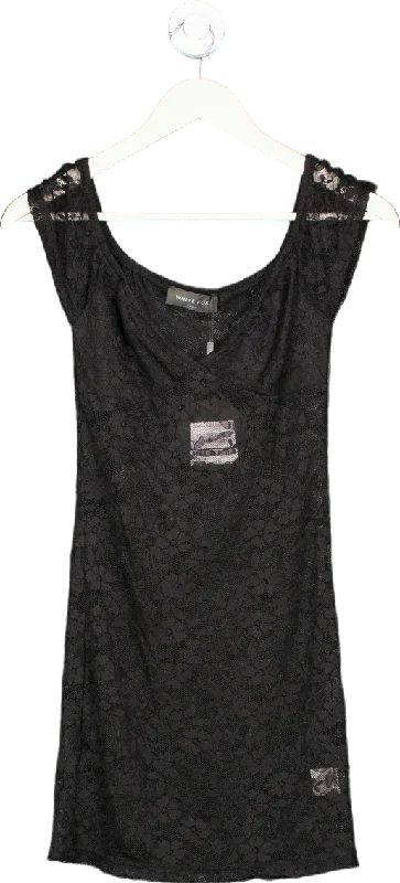 White Fox Black Destined To Be Lace Mini Dress UK XS Fashionable Mini Dress with Frills White Fox Black Destined To Be Lace Mini Dress UK XS Fashionable Mini Dress with Frills