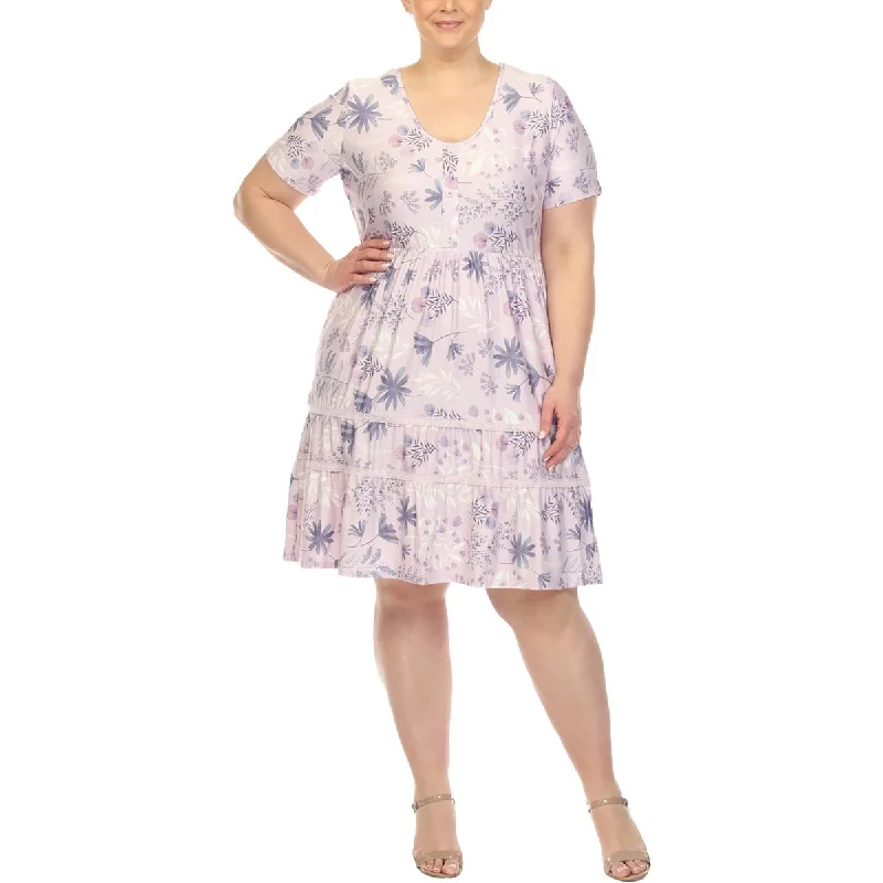 White Mark Womens Plus Floral Print Knee-Length Mini Dress Stylish Puff Sleeve Mini Dress White Mark Womens Plus Floral Print Knee-Length Mini Dress Stylish Puff Sleeve Mini Dress