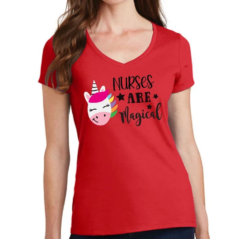 Nurses Are Magical Unicorn Women's Ideal V-Neck Tee Chenille Blend Fleece Blend Nylon Blend Nurses Are Magical Unicorn Women's Ideal V-Neck Tee Chenille Blend Fleece Blend Nylon Blend