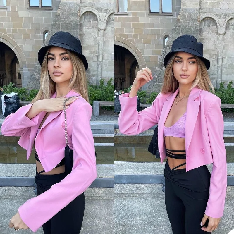 Summer Leisure Customized Women Jacket Pink Short Coat Wear Prom Party Business Blazer Only One Piece Nylon Fabric Polyester Fabric Spandex Fabric Summer Leisure Customized Women Jacket Pink Short Coat Wear Prom Party Business Blazer Only One Piece Nylon Fabric Polyester Fabric Spandex Fabric