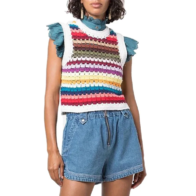 Women sweater custom knitwear wholesale crochet thick vest Jersey Fabric Tulle Fabric Batik Fabric