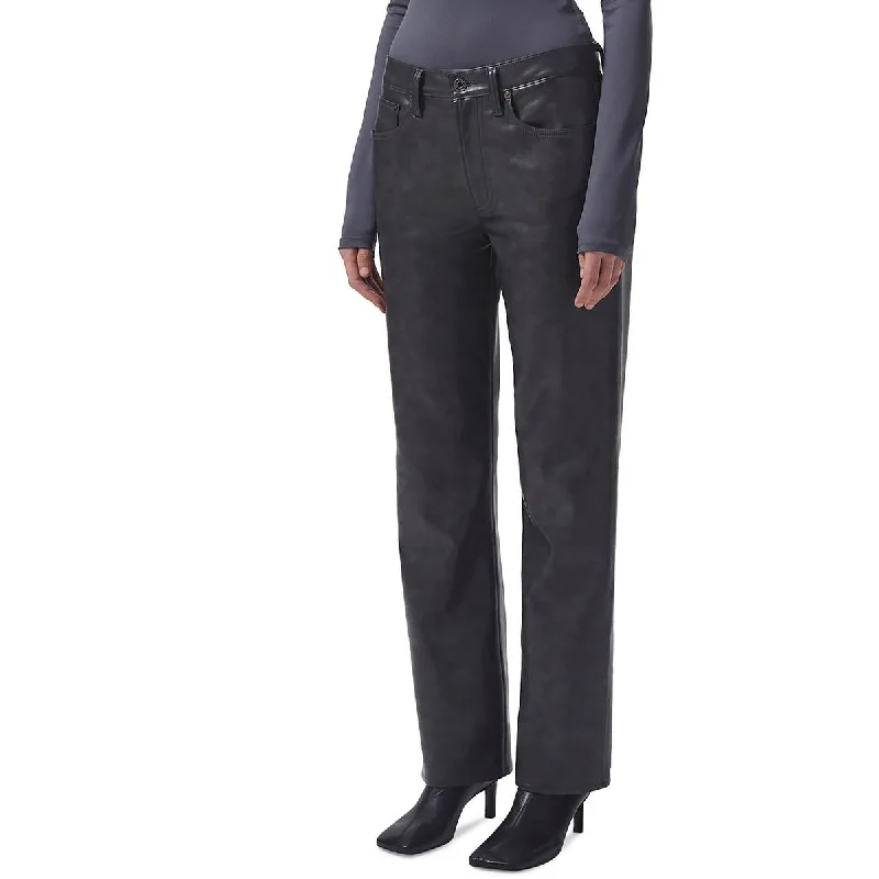 Sloane Womens Recycled Leather High Rise Straight Leg Jeans Comfortable Stretch Denim Jeans Sloane Womens Recycled Leather High Rise Straight Leg Jeans Comfortable Stretch Denim Jeans