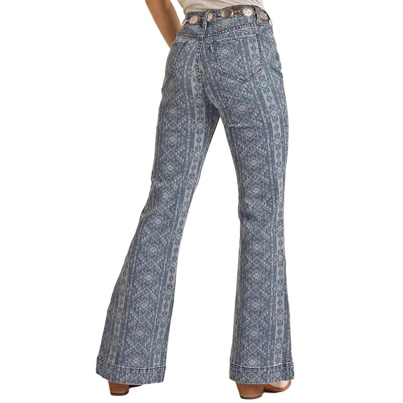 Hooey Women's Aztec Print High Rise Trouser Jeans Comfortable Full-Length Denim Jeans Hooey Women's Aztec Print High Rise Trouser Jeans Comfortable Full-Length Denim Jeans