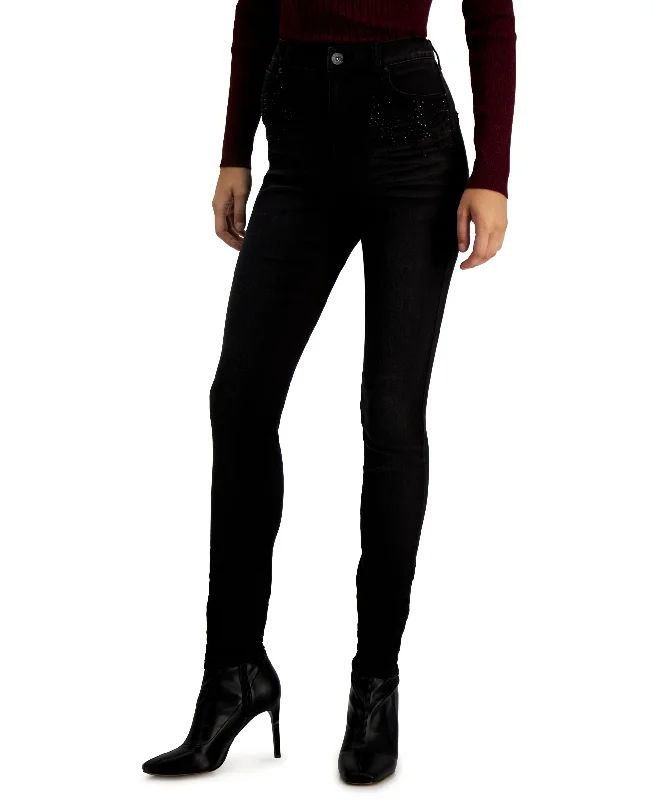 INC International Concepts Womens High Rise Rhinestone Skinny Jeans Chic Ripped Jeans INC International Concepts Womens High Rise Rhinestone Skinny Jeans Chic Ripped Jeans