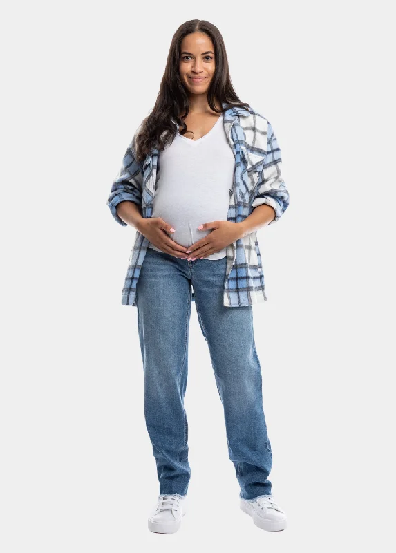 Maternity 32” Straight Leg Jeans with Fray Hem in Samuel Fashionable Straight Cut Jeans Maternity 32” Straight Leg Jeans with Fray Hem in Samuel Fashionable Straight Cut Jeans