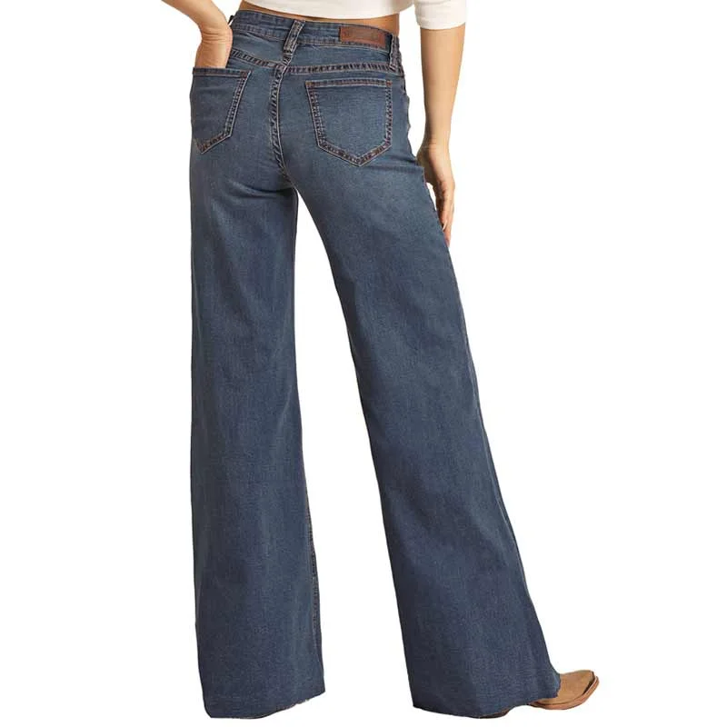 Rock & Roll Denim Women's High Rise Extra Stretch Palazzo Flare Leg Jeans Elegant Skinny Leg Jeans Rock & Roll Denim Women's High Rise Extra Stretch Palazzo Flare Leg Jeans Elegant Skinny Leg Jeans
