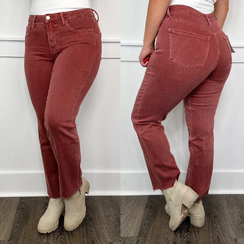 Flying Monkey Vervet Jen Tummy Control High Rise Fray Hem Cropped Wine Straight Leg Jeans Fashionable Straight Cut Jeans Flying Monkey Vervet Jen Tummy Control High Rise Fray Hem Cropped Wine Straight Leg Jeans Fashionable Straight Cut Jeans